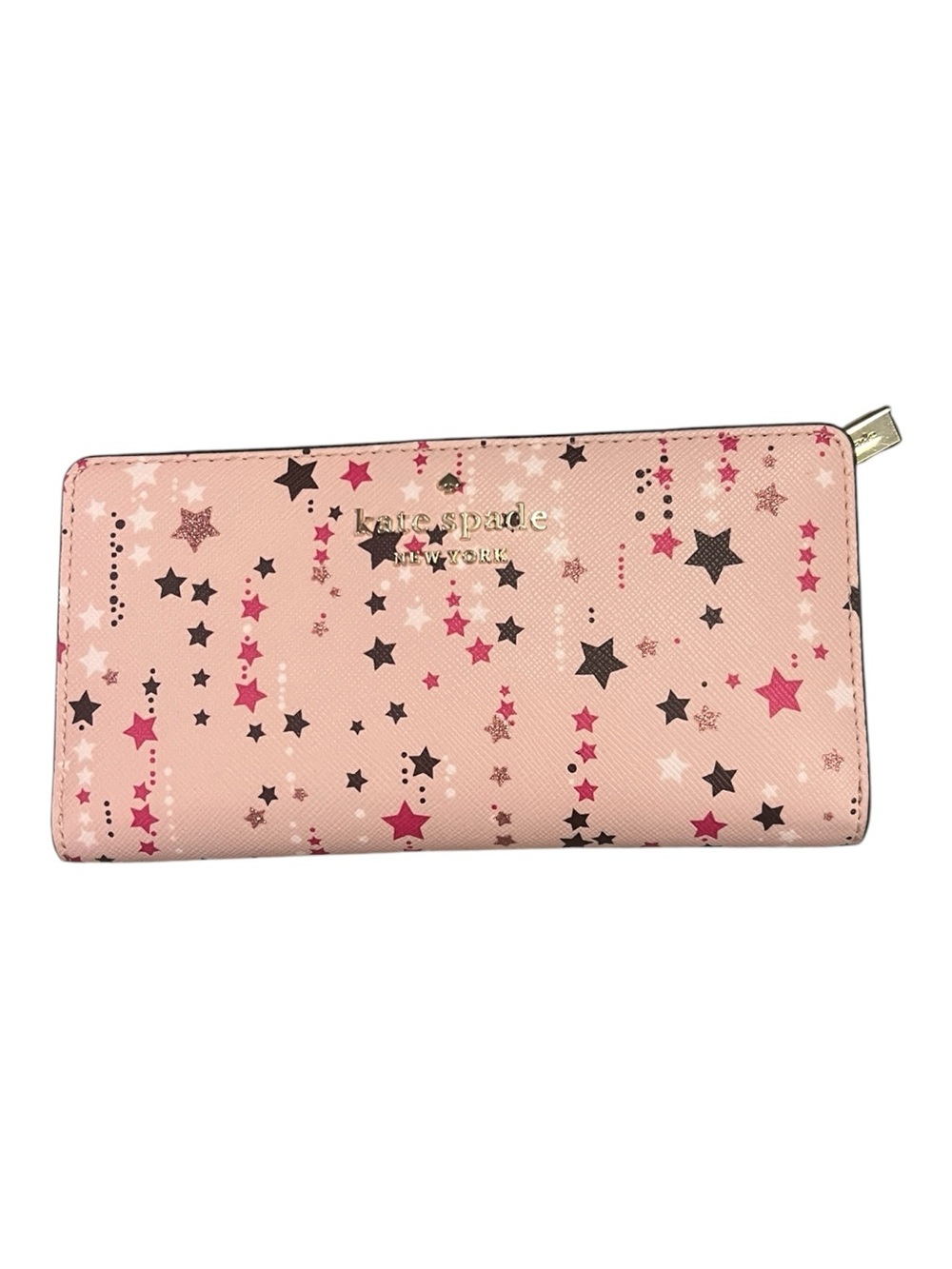 Kate Spade Staci Pink Large Twinkle Star Slim Bifold Wallet